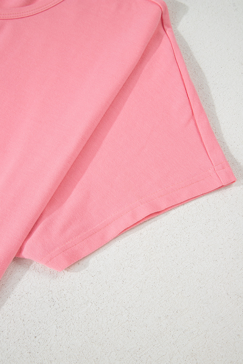 Pink Frilled Hem Loose T-Shirt