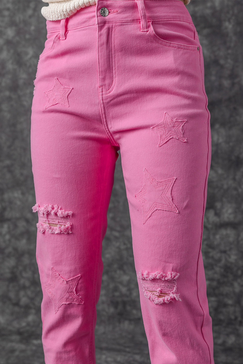 Women's Jeans Featuring Straight Leg Star Shape