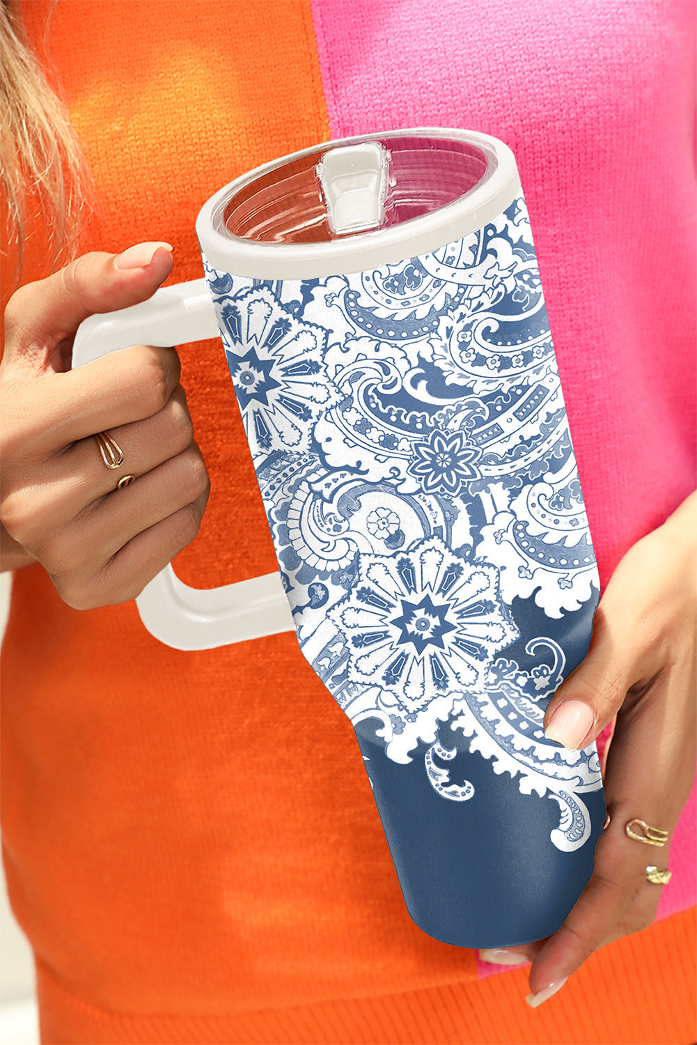 Pattern Print Retro Print Stainless Steel Portable Cup 40oz