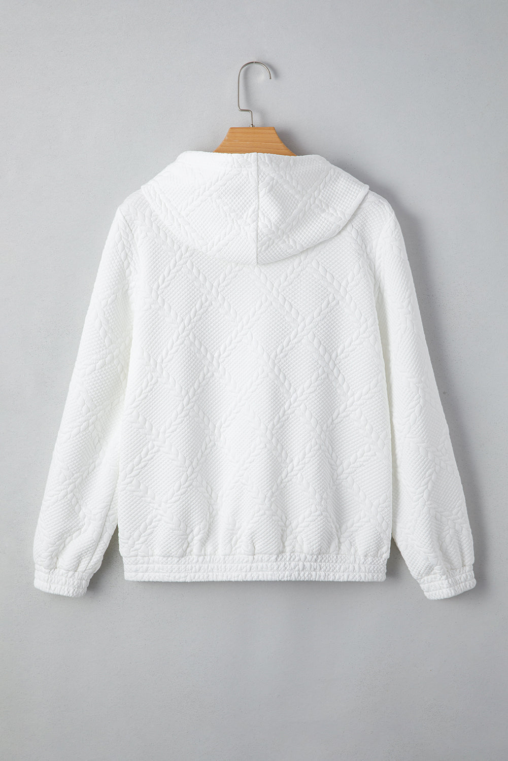 Cable Kangaroo Lattice Texture Pocket Hoodie