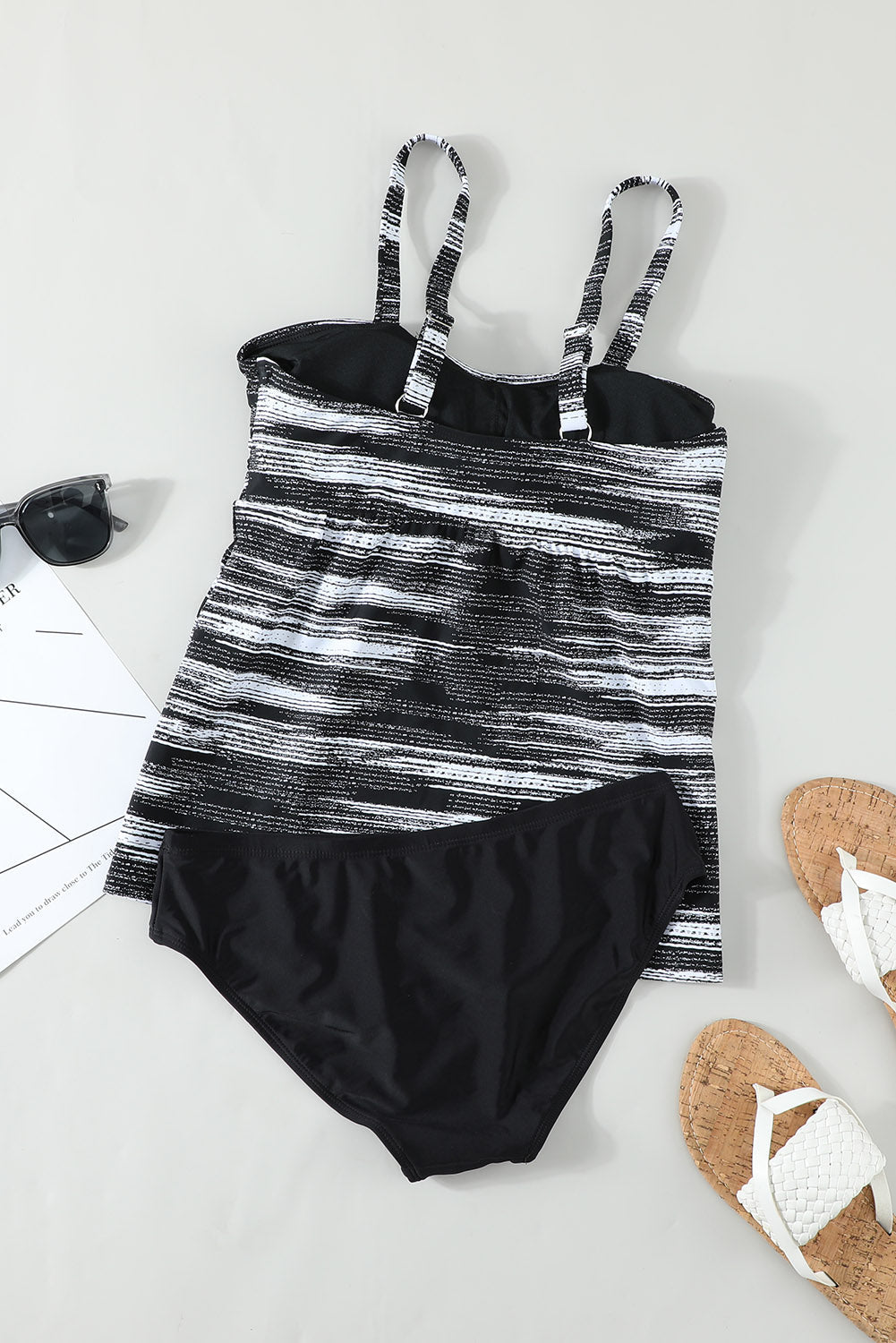 Women's Tankini with Tie Dye Striped Tummy Control