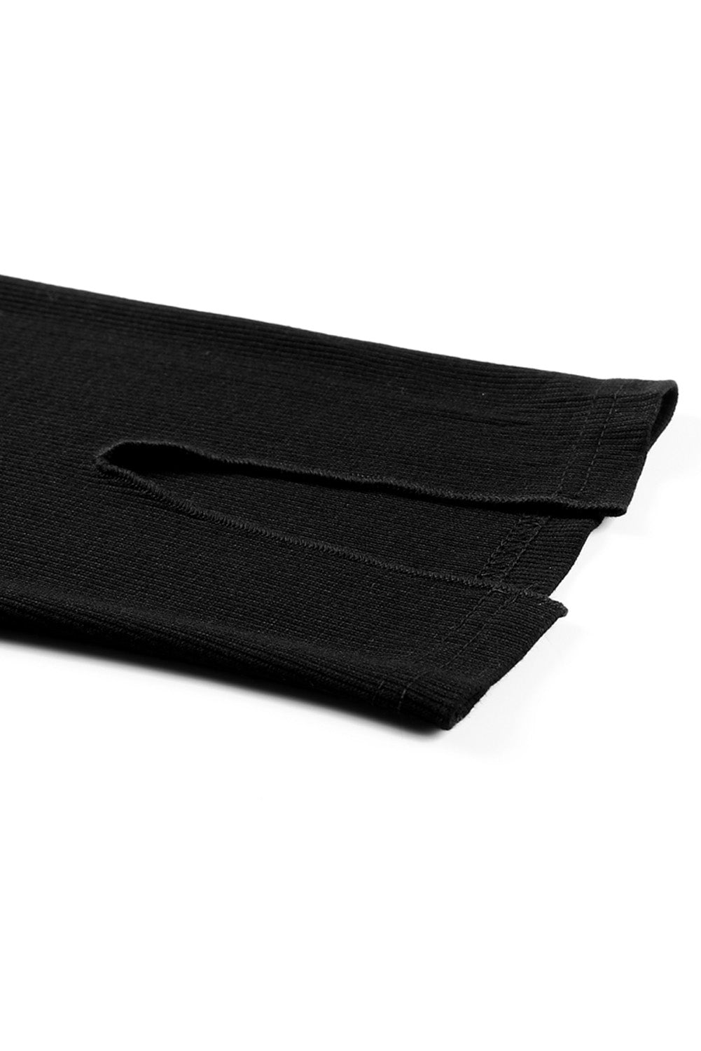 Women's Leggings with Rib-Knitted High-Rise Black Slit