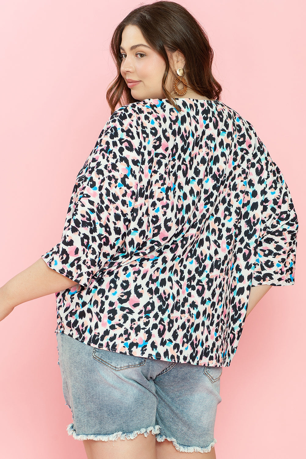 Women's V Neck Batwing Sleeve Plus Size Top