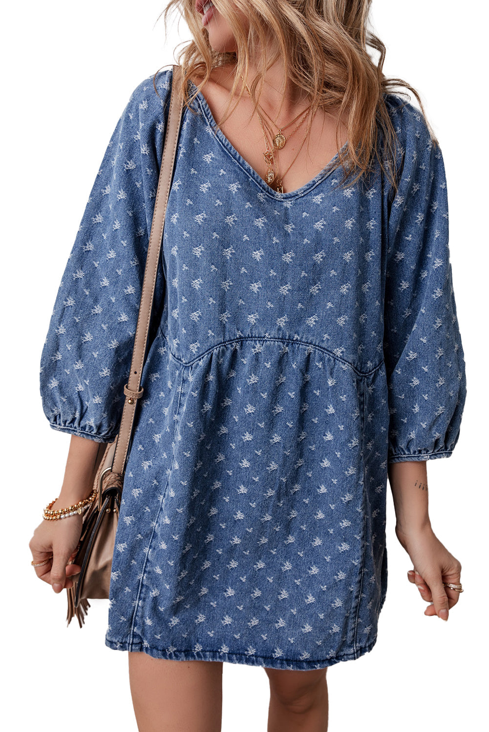 Women's Dress Featuring Open-Back Relaxed Fit Denim