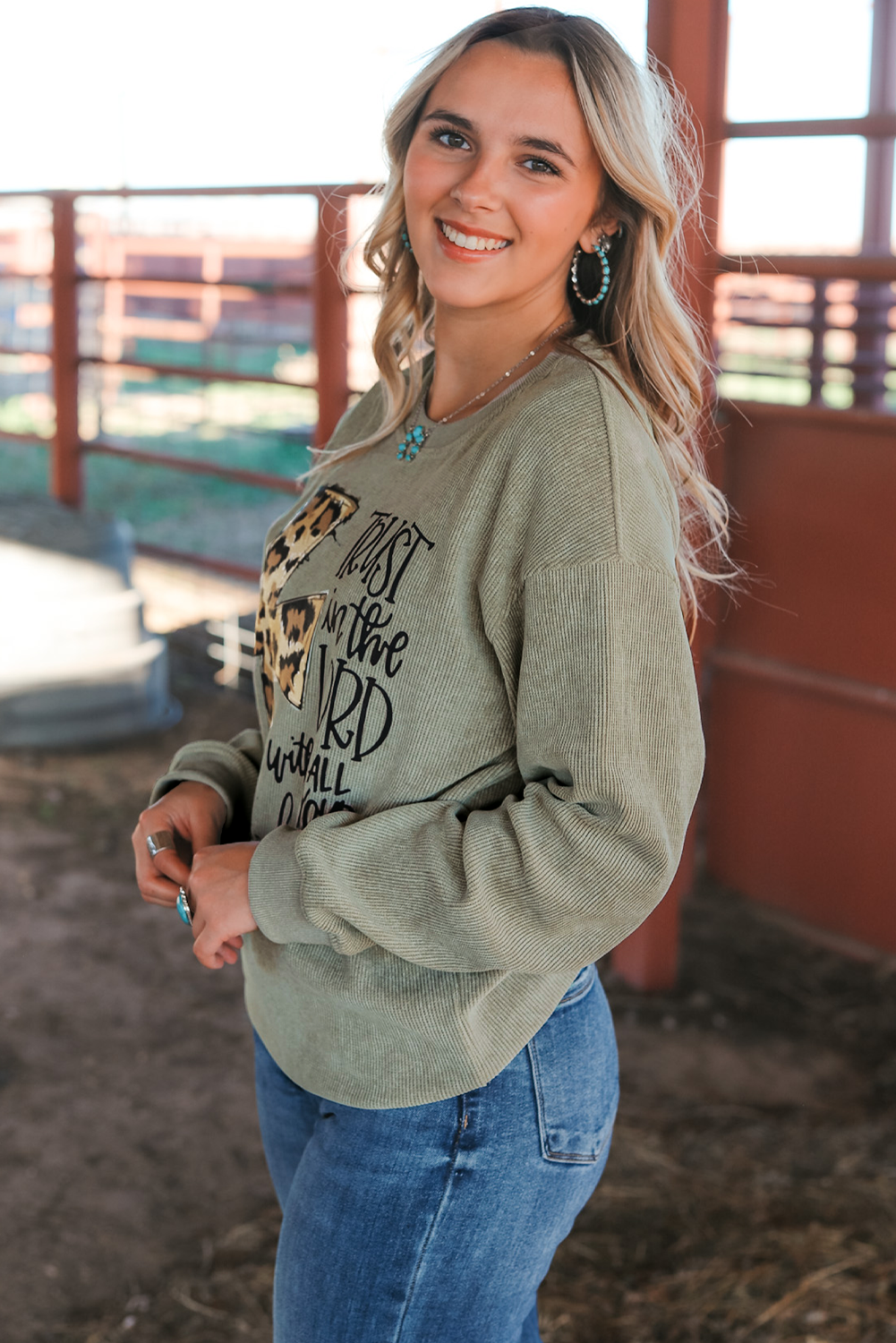 Women's Sweatshirt with Corded Oversized Jesus Cross