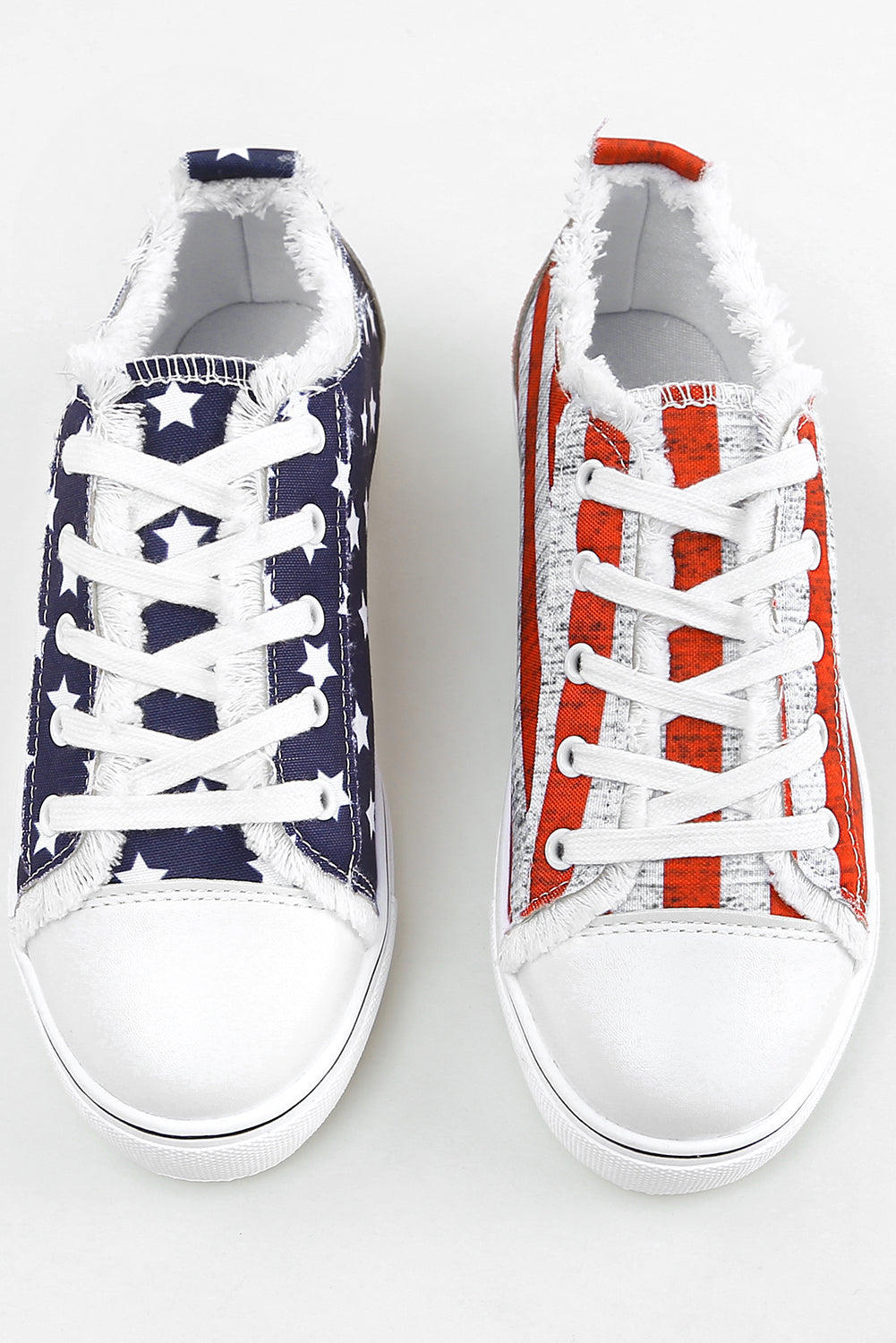 American Canvas Flag Lace-up Flat Shoes in Blue
