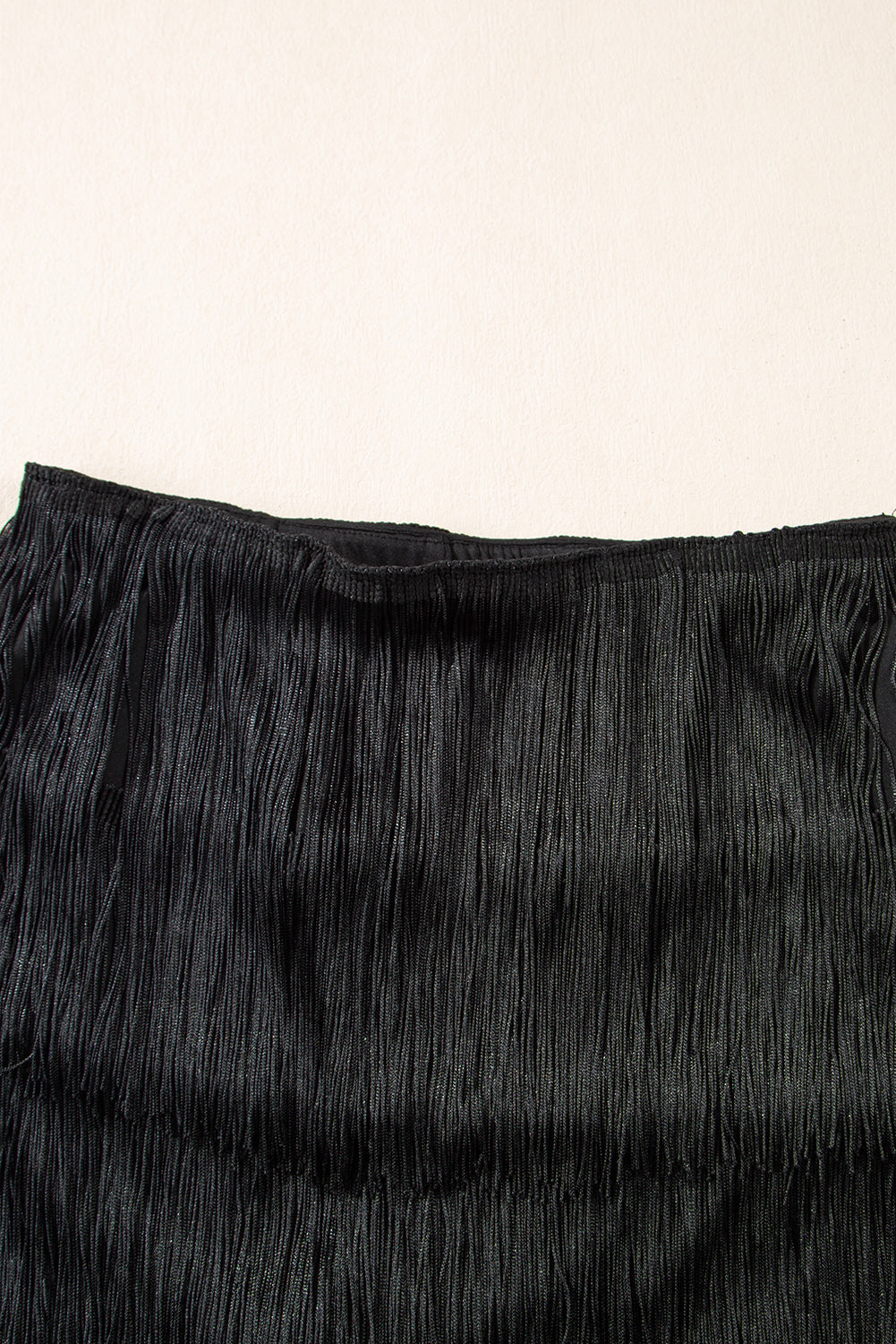 Tiered Mini Fringe Trimmed Skirt in Black