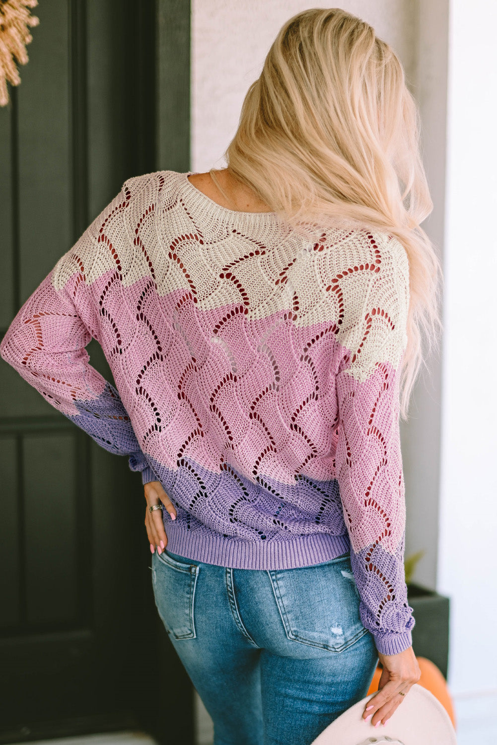 Women's Sweater Featuring Loose Hollow Knitted