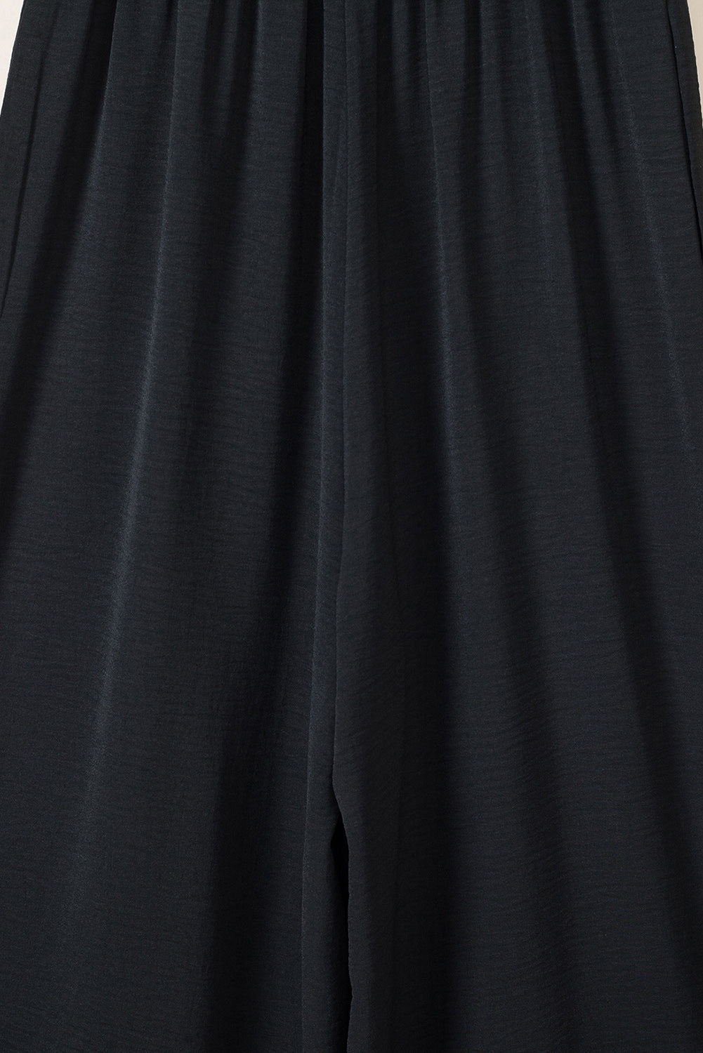 Women's Leg Jumpsuit Featuring Shirred Sleeveless Wide