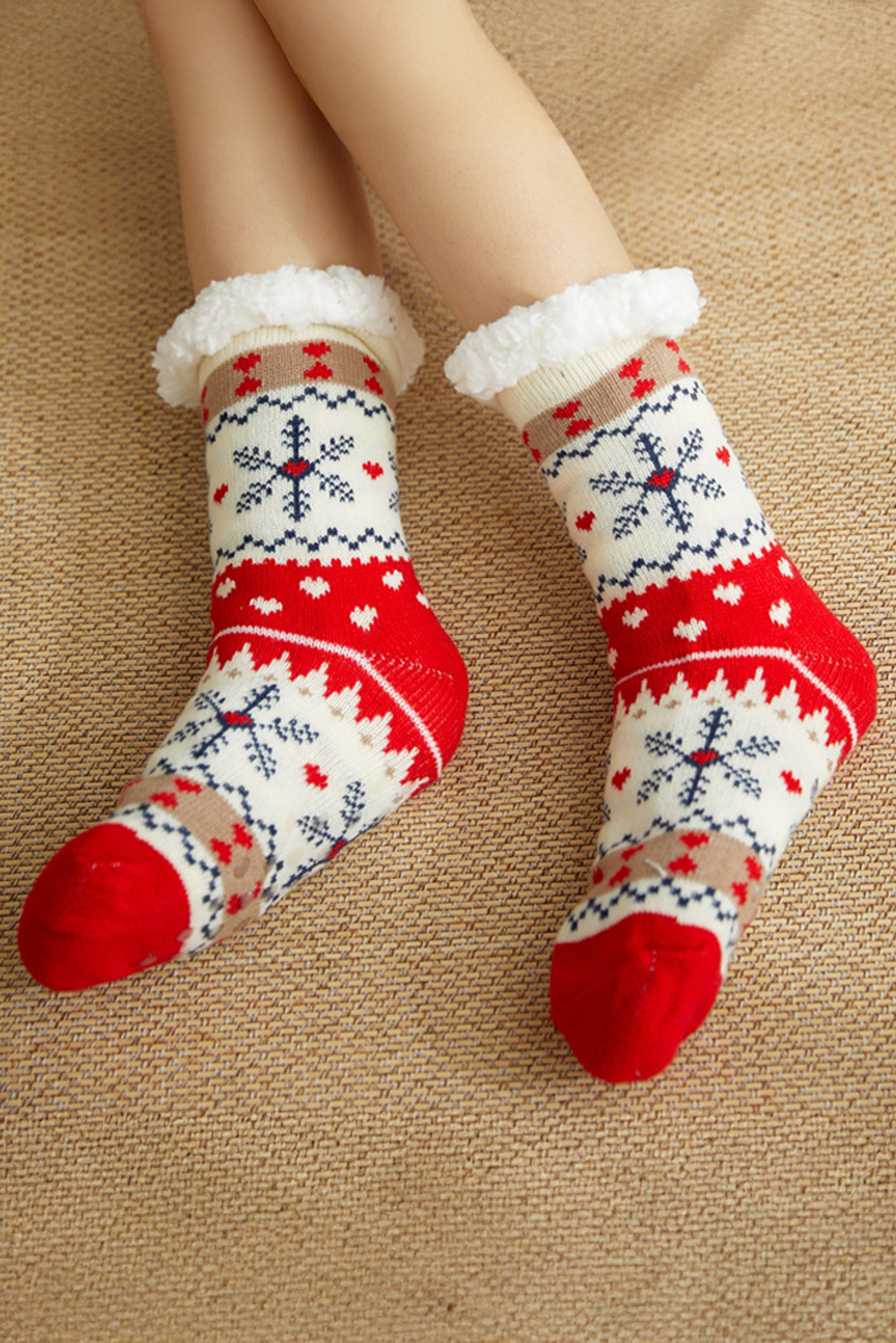 Christmas Pattern Plush Lined Winter Socks