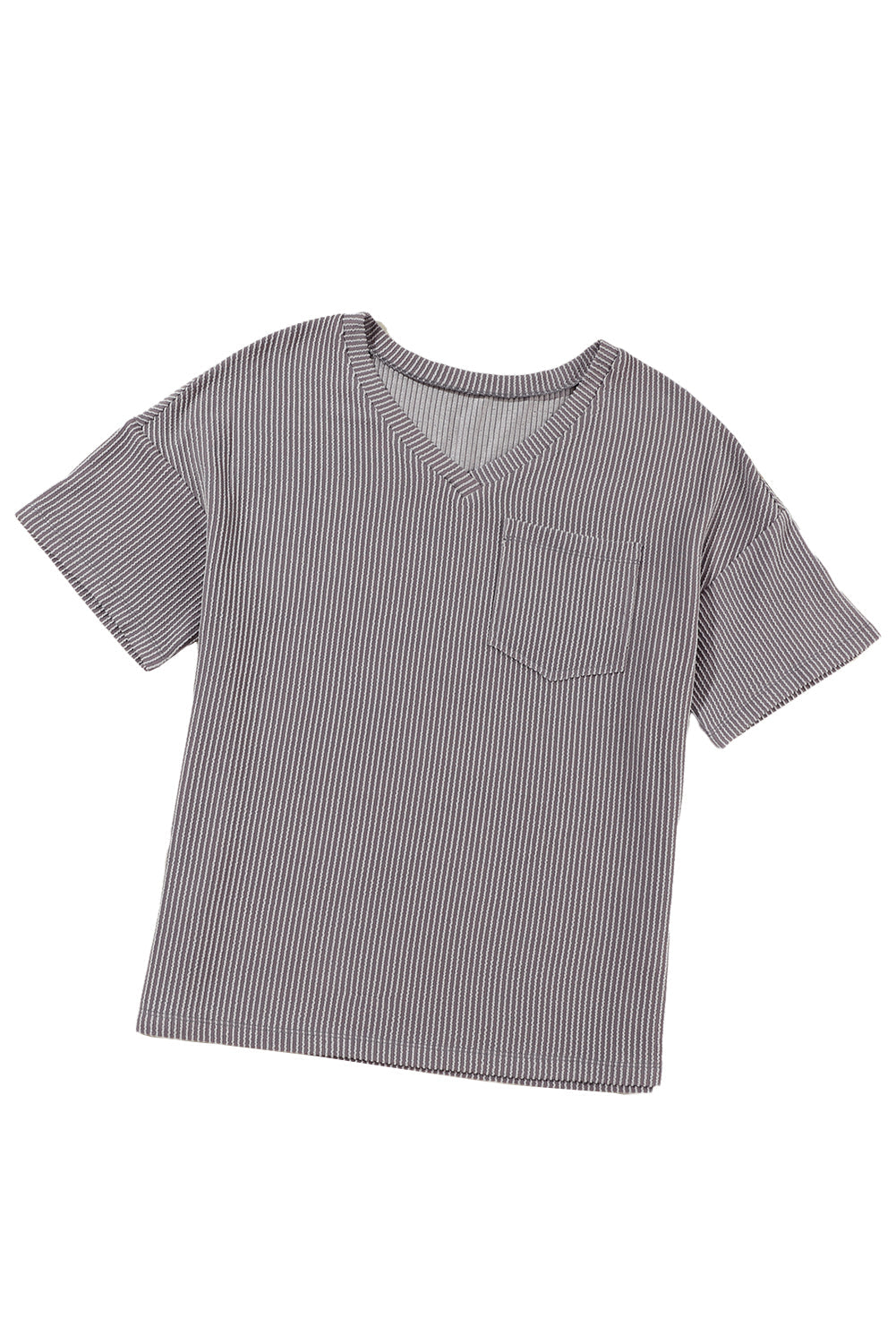 T-shirt for Women Corded V Neck Chest Loose