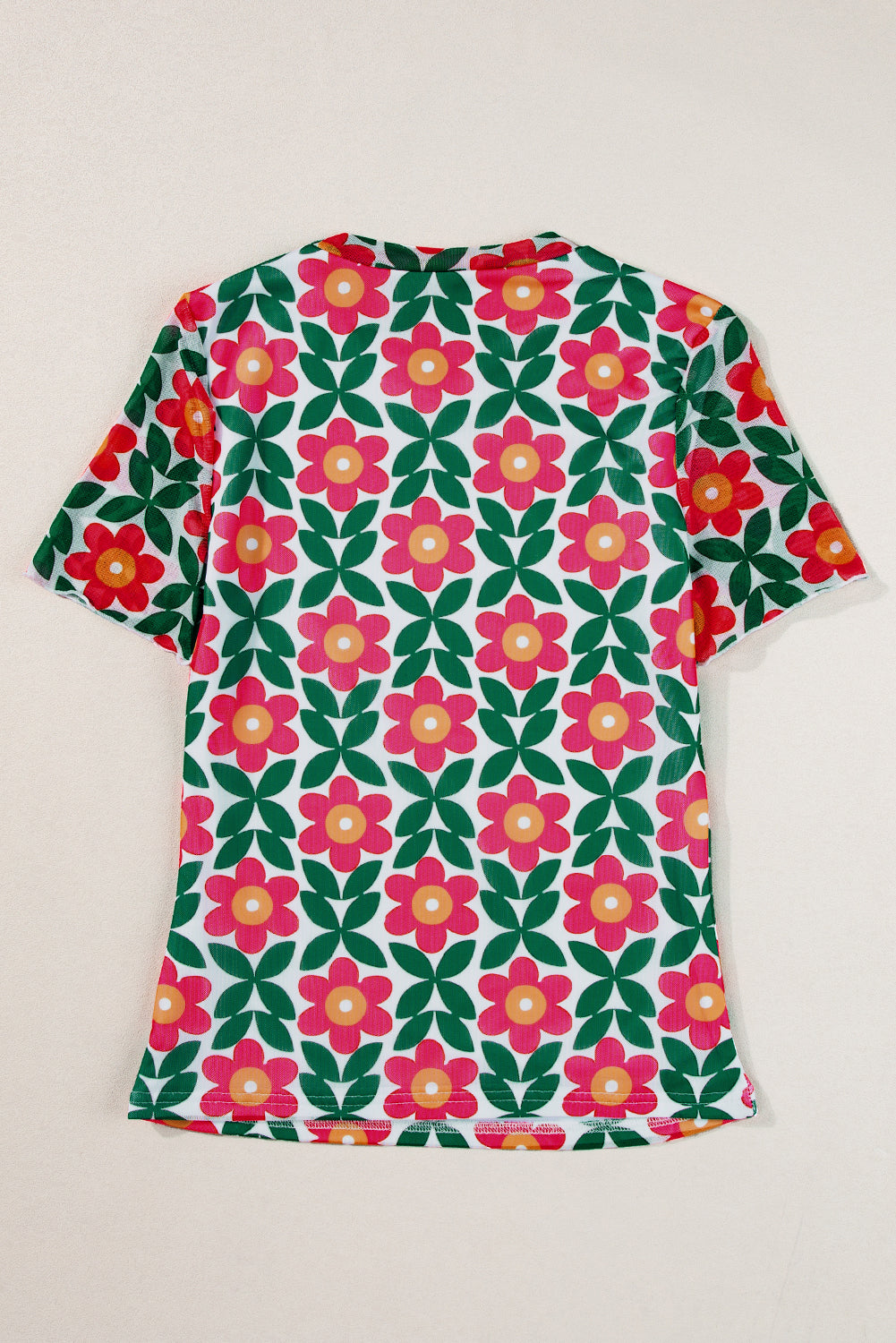 Women's T Shirt with Print Crew Neck Retro Floral-Print