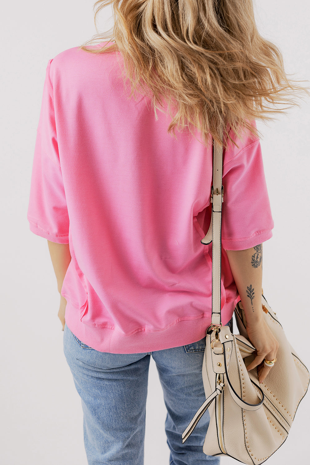 T Shirt for Women Split Loose Exposed Seam