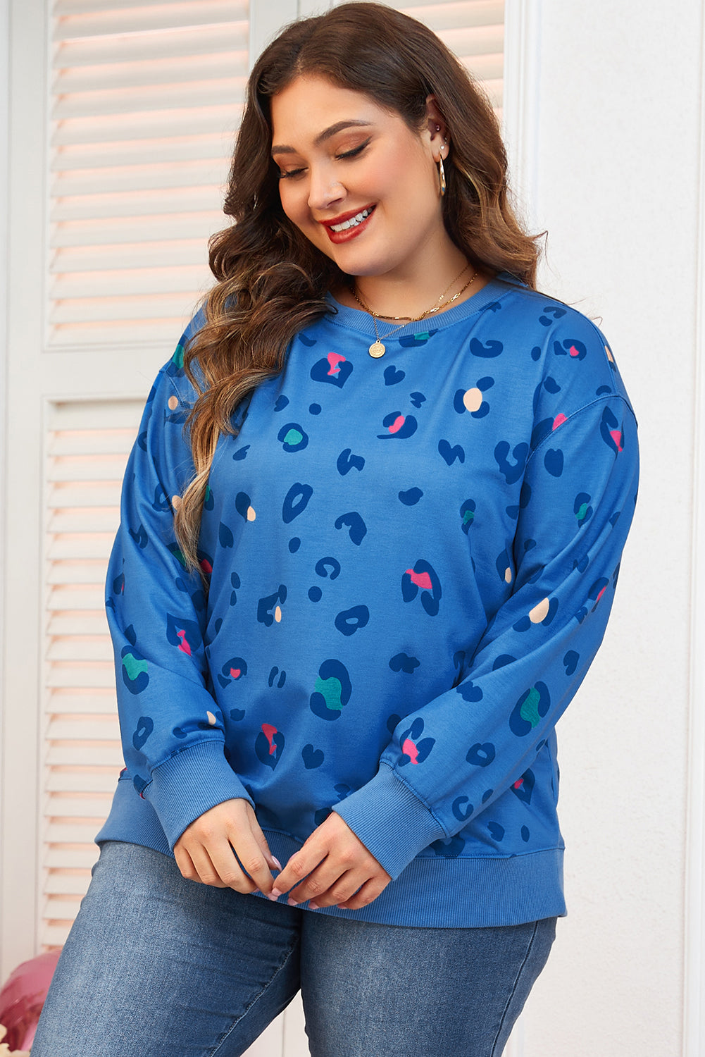 Women's Rib-Knitted Edge Pullover Sweatshirt