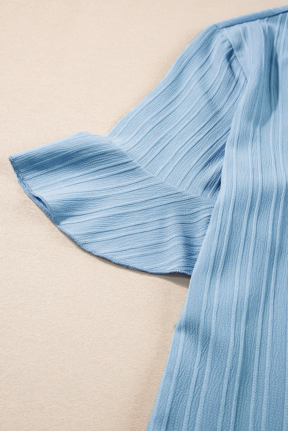 Top for Women Ruffle-Trimmed V Neck Textured