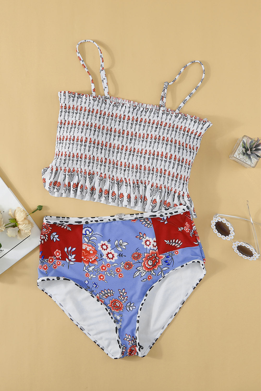 Women's swimsuits Featuring Shirred High waisted