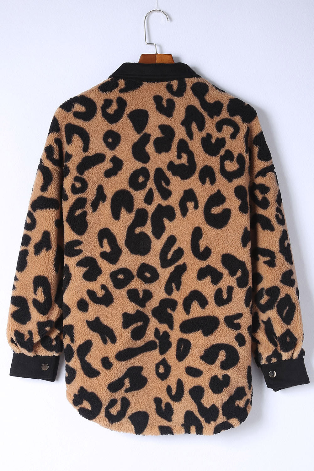 Shacket for Women Teddy Trimmed Leopard-Print