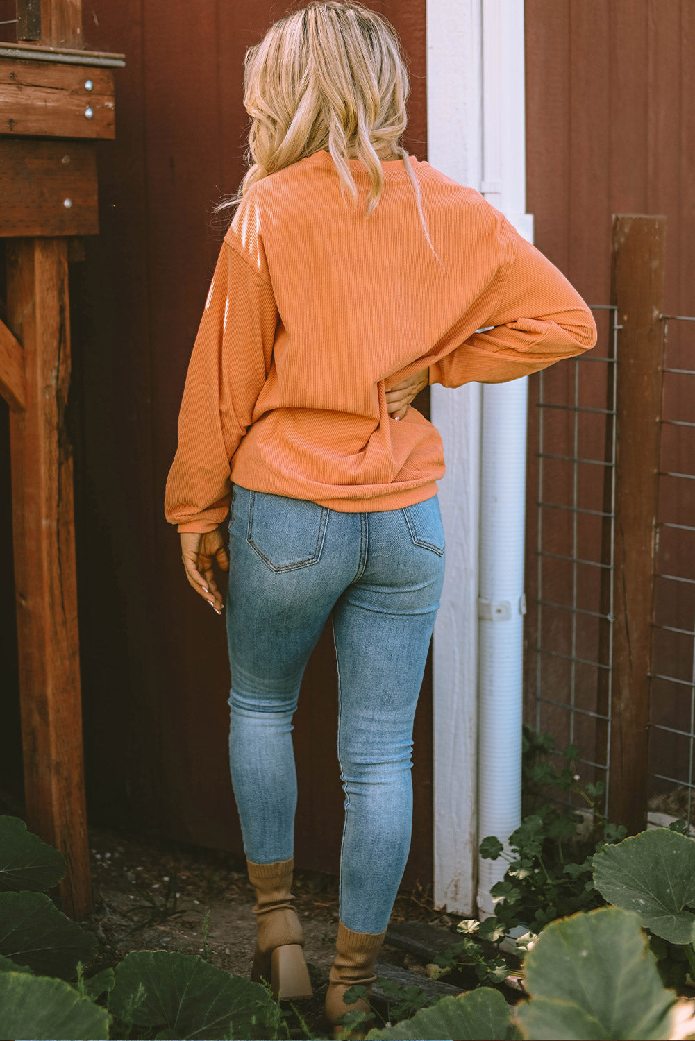 Women's Orange Pumpkin Smile Face Graphic Sweatshirt