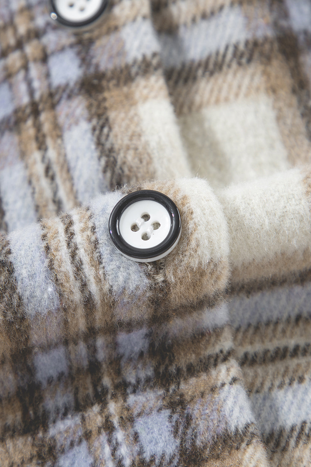 Plaid Plus Print Tunic Size Shacket with Slits in White