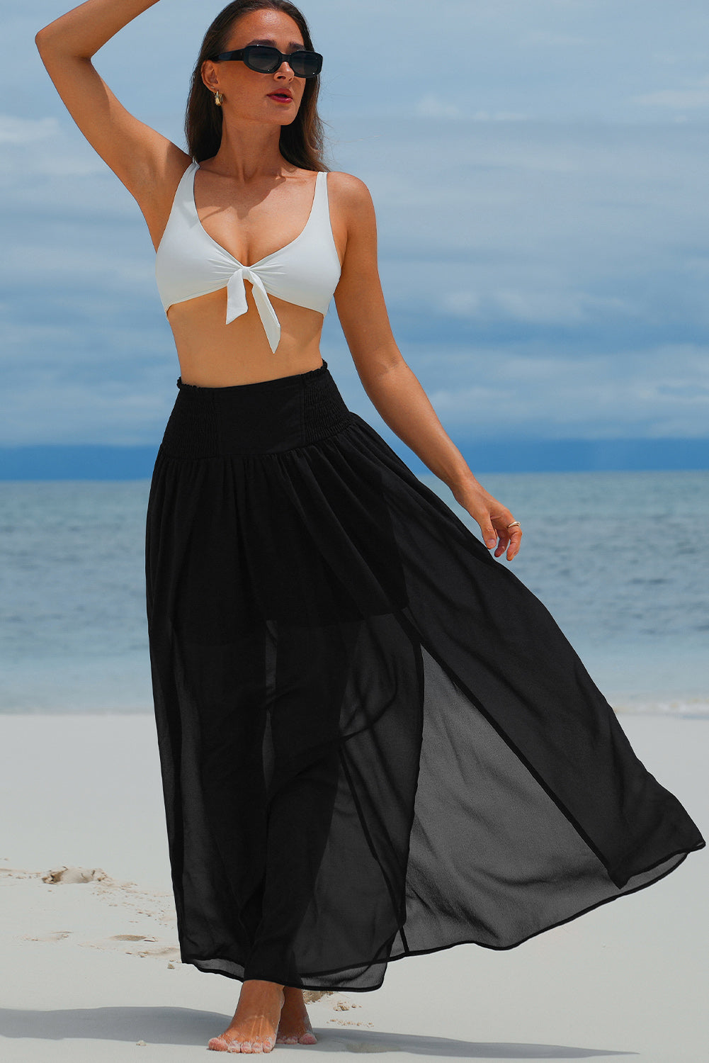 Women's Skirt Featuring High-Rise Chiffon Beach Maxi