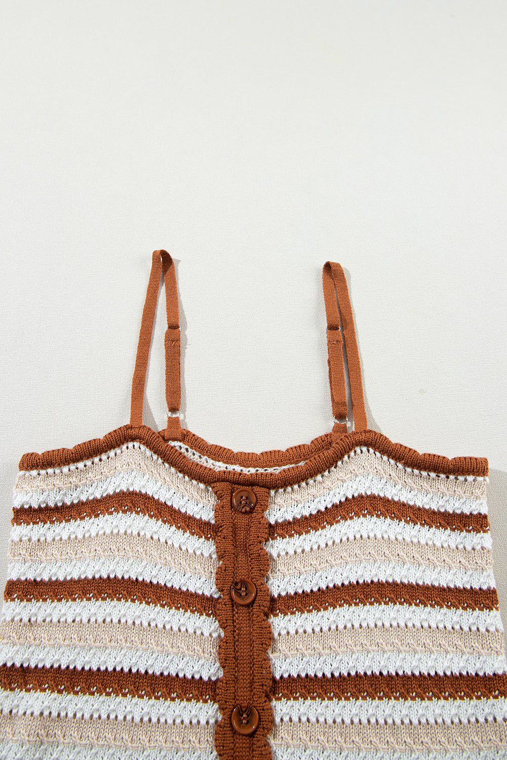 Vest for Women Striped Button-Front Cropped Knitted