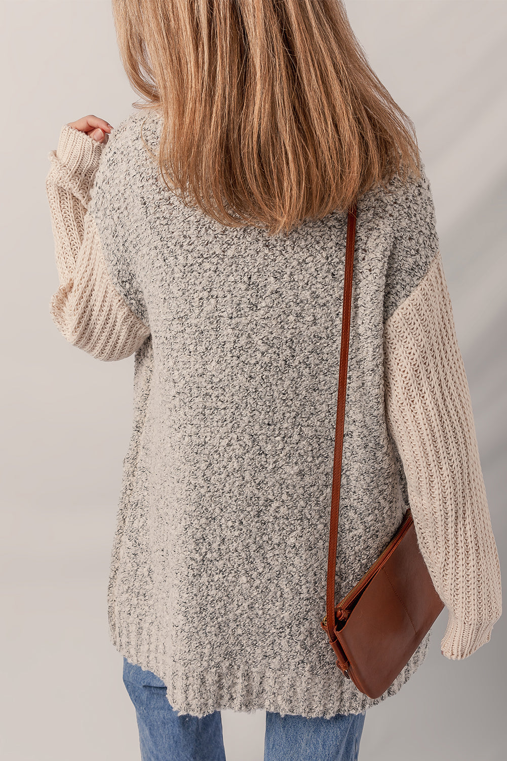 Colorblock Side Pockets Open-Front Cardigan