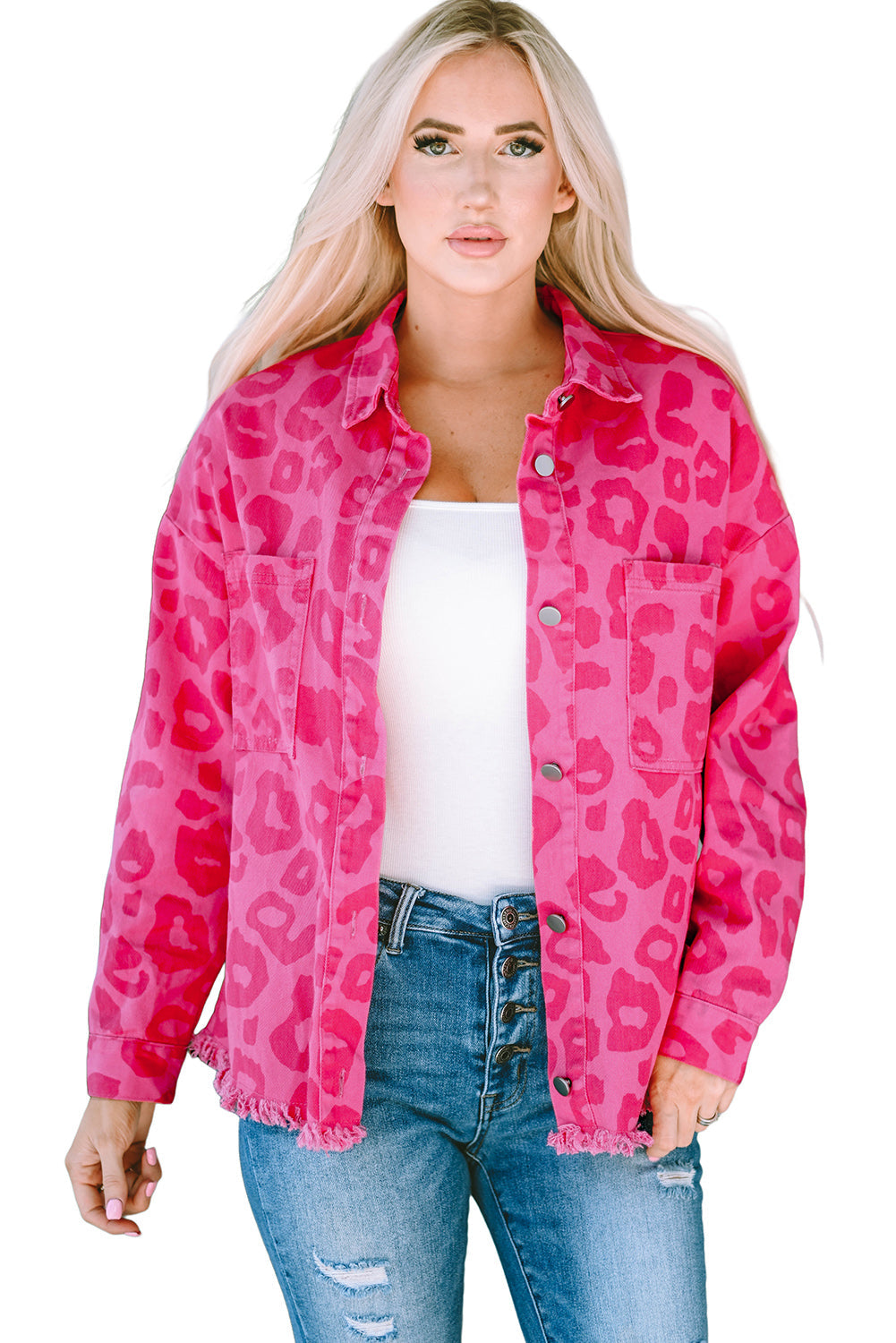 Women's Button Cuffs Raw-Edge Jacket