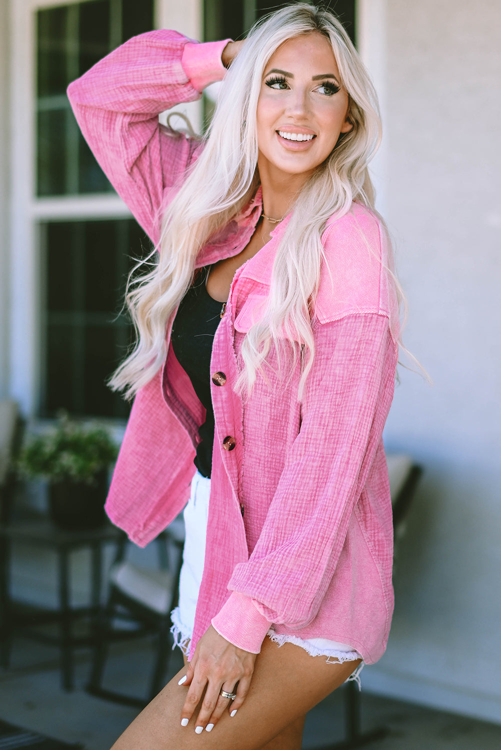 Women's Shacket Featuring Mineral Washed Cotton