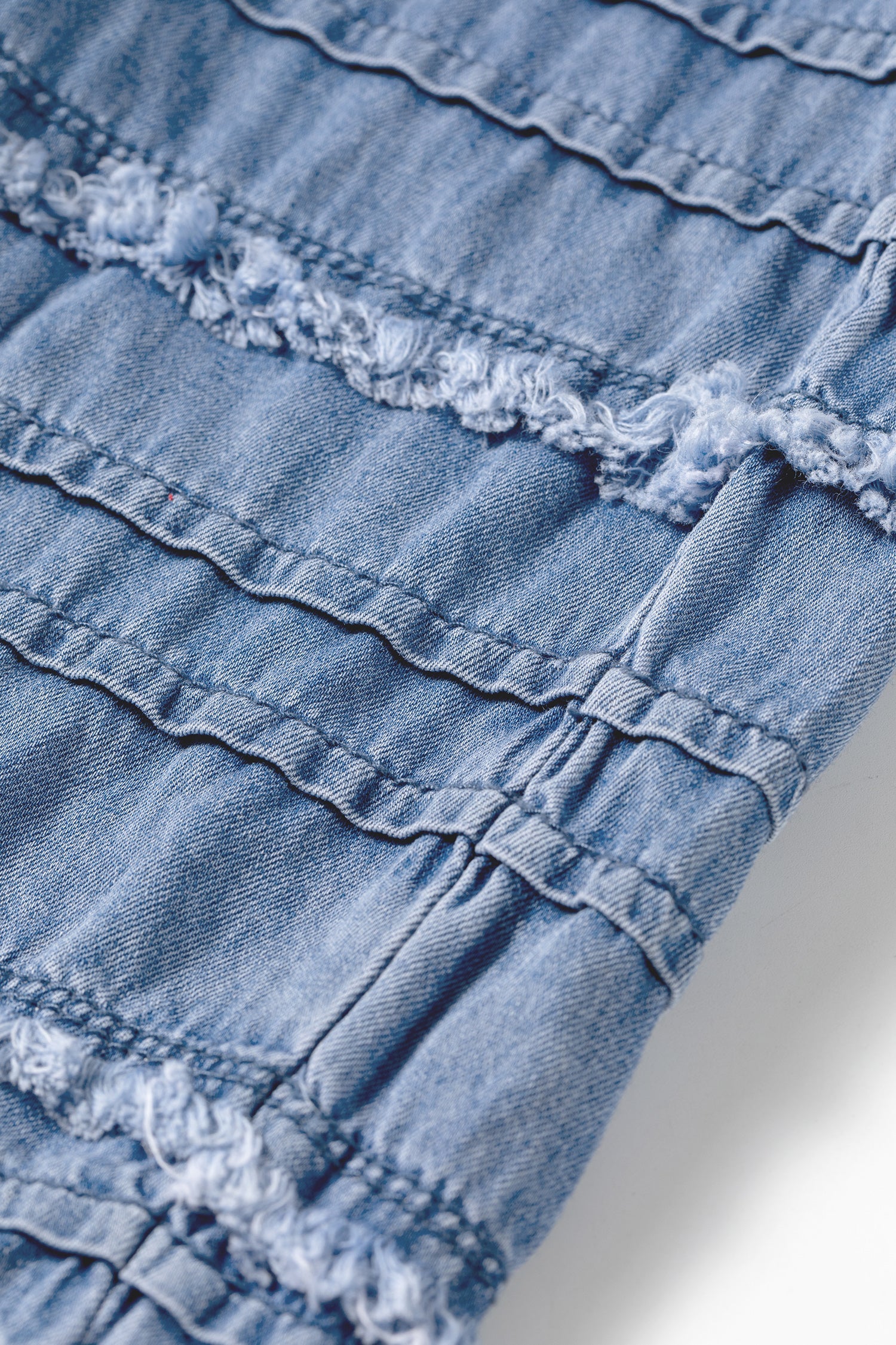 Dusk Plus Blue Ruffled Size Wide-Leg Denim Pants