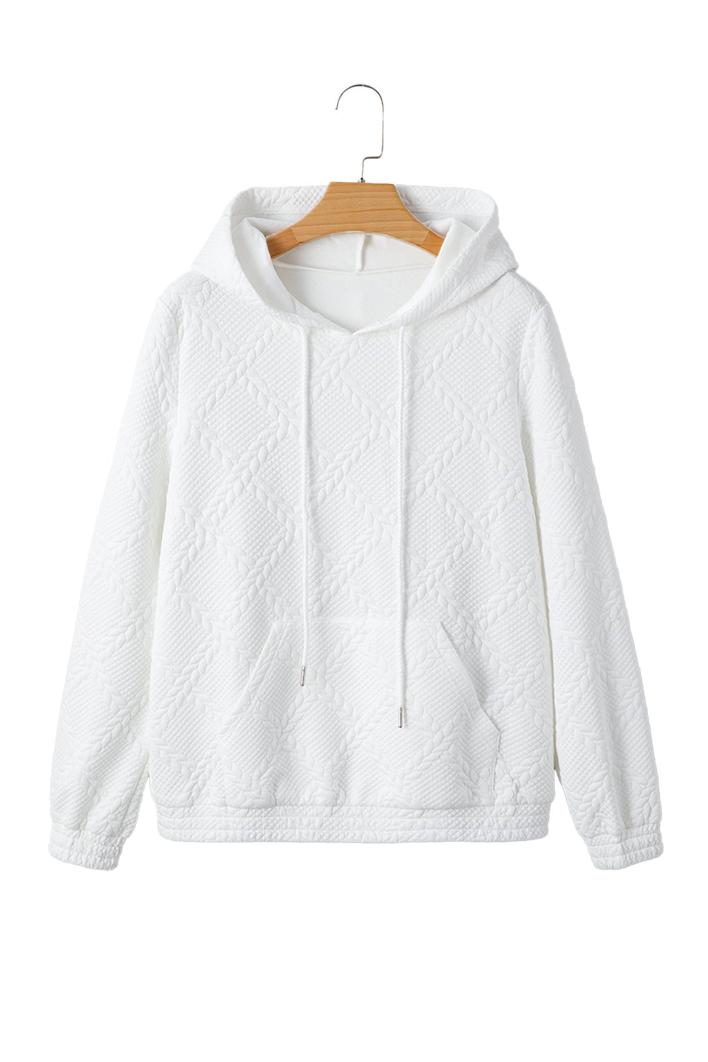 Cable Kangaroo Lattice Texture Pocket Hoodie