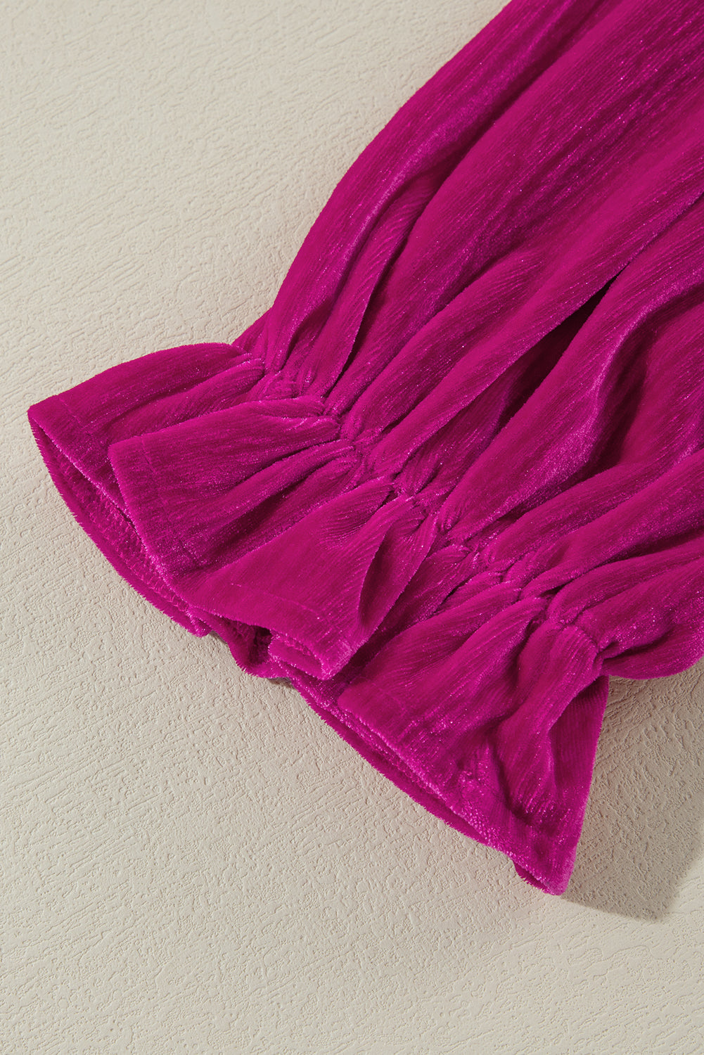 Plus Size Ruffled Sleeve V Neck Velvet Blouse