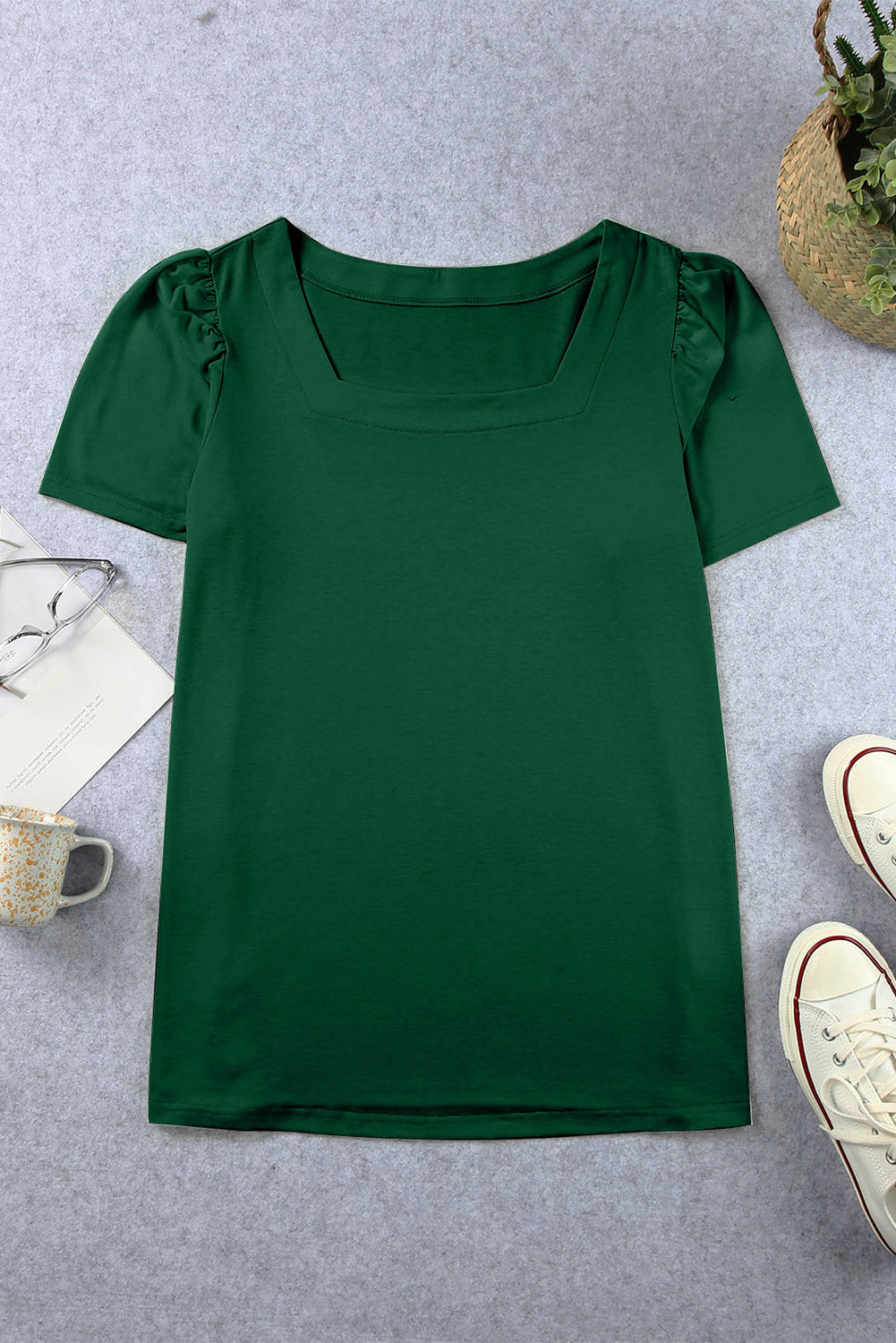 Top for Women Plus Size Ruched Shoulder