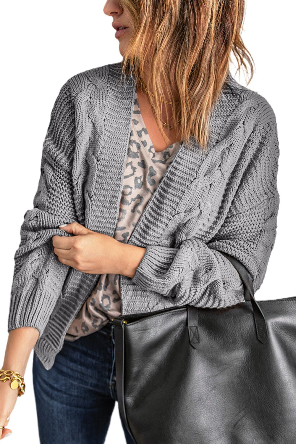 Women's Long-Sleeve Chunky Wide Knit Cardigan