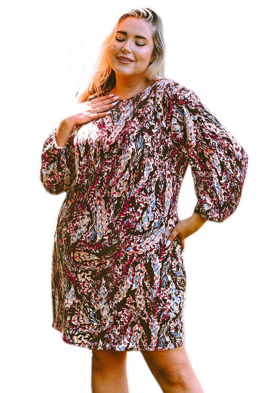 Women's Dresses with Plus Size Floral-Print Print Mini