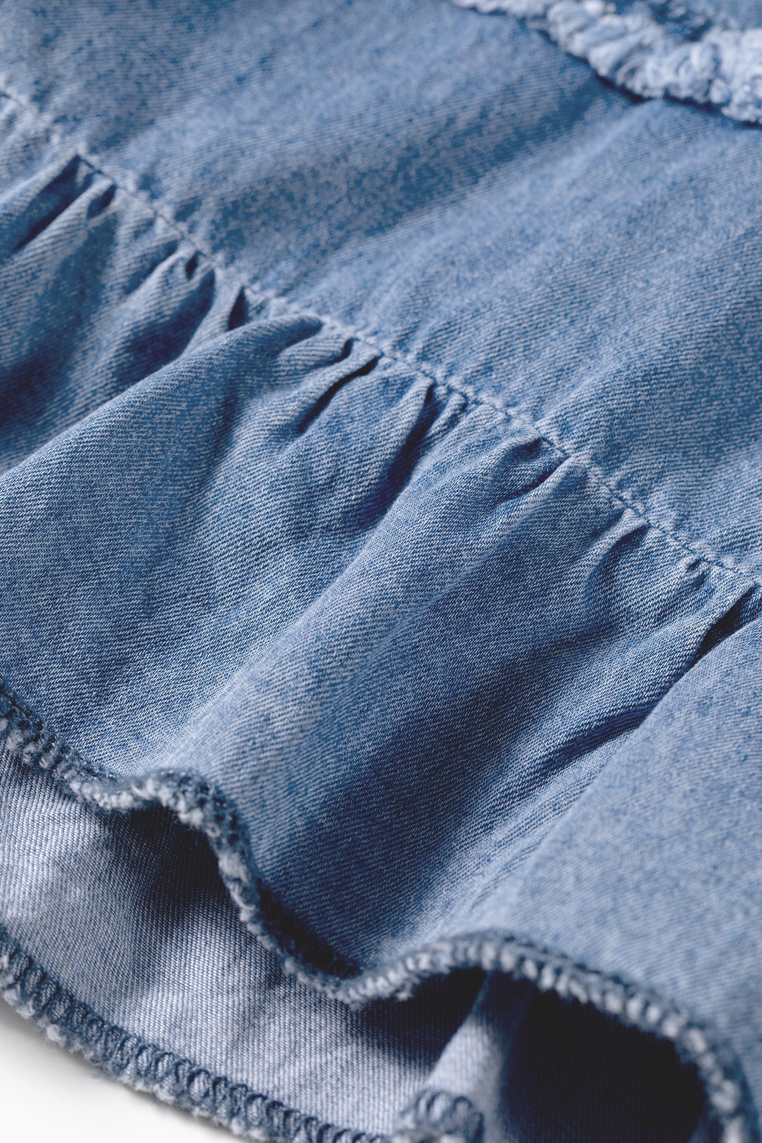Dusk Plus Blue Ruffled Size Wide-Leg Denim Pants