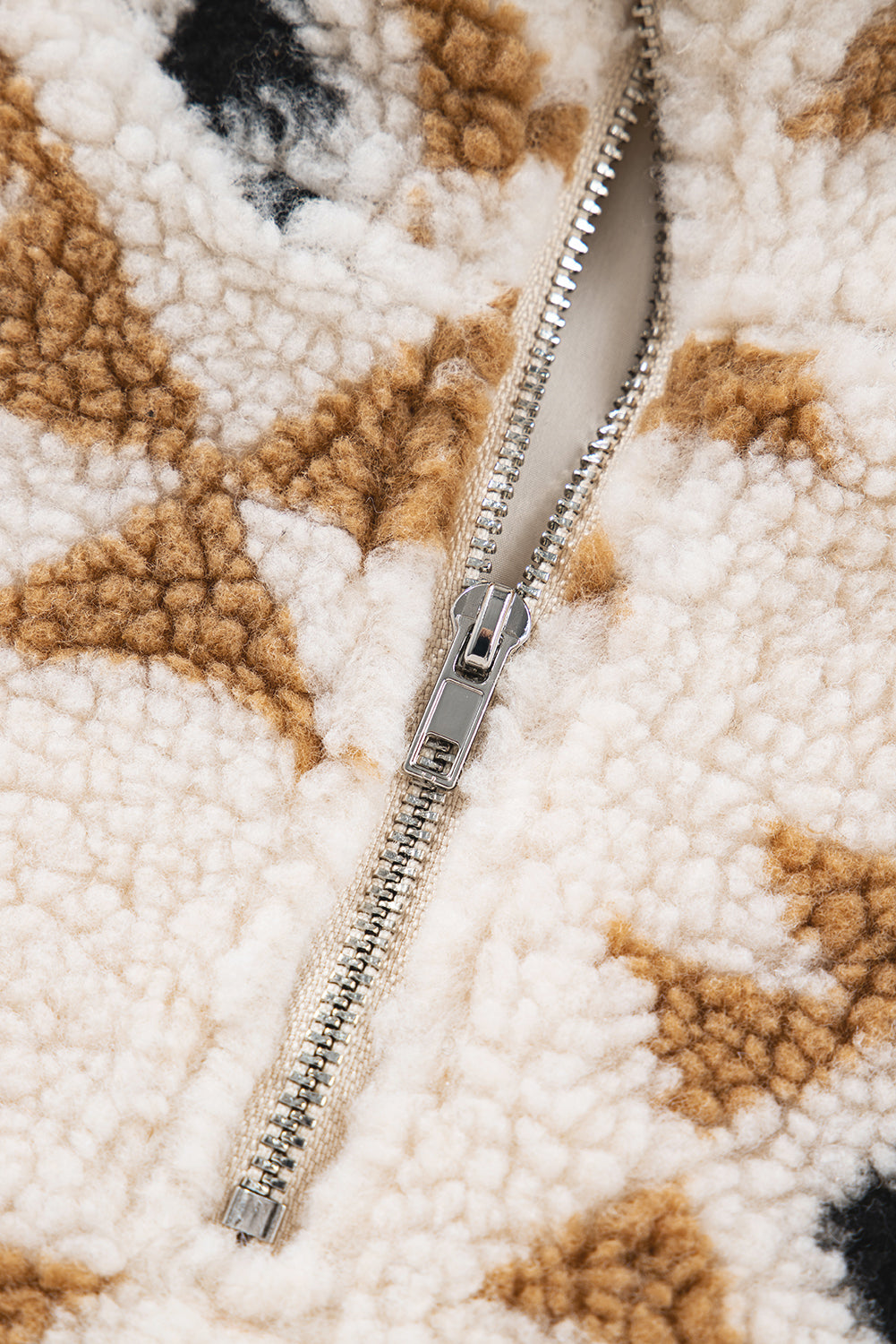 Aztec Print Sherpa Quarter Zip Collar Sweatshirt
