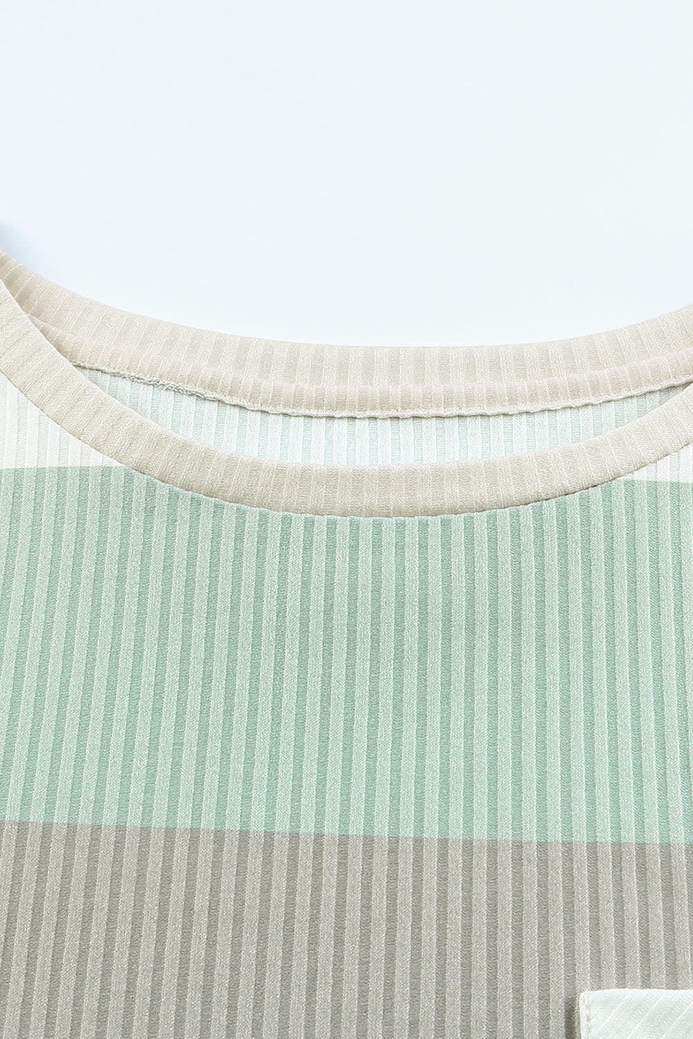 Women's Top with Color-Block Rib-Knitted Long-Sleeve