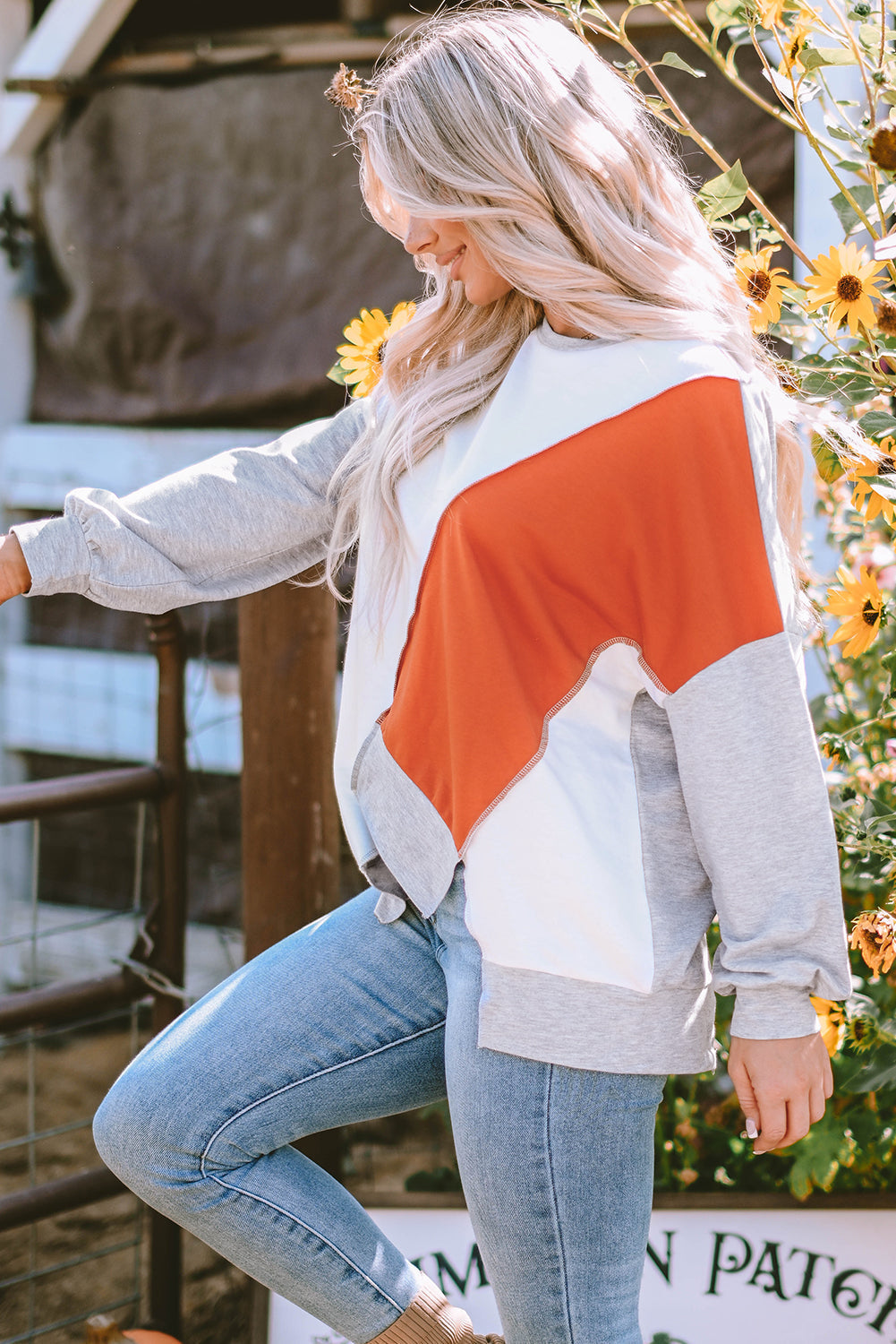 Women's Top with Stitching Irregular Hem