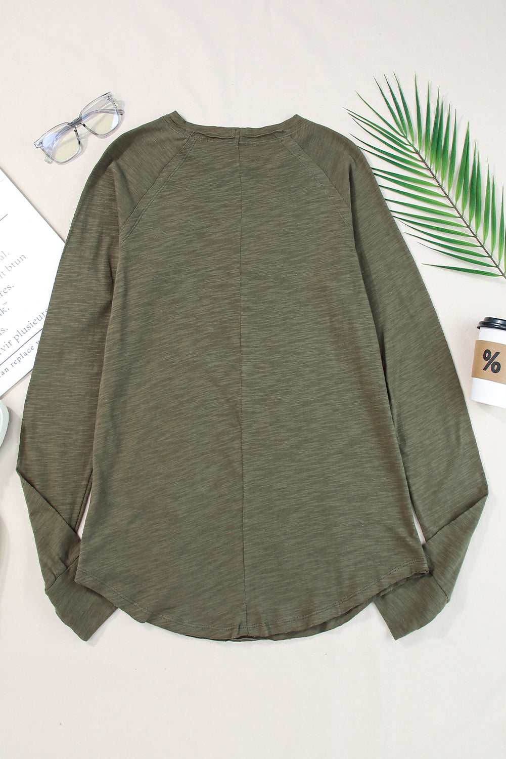 Women's Top Featuring Long-Sleeve Solid Crew Neck Everyday Style