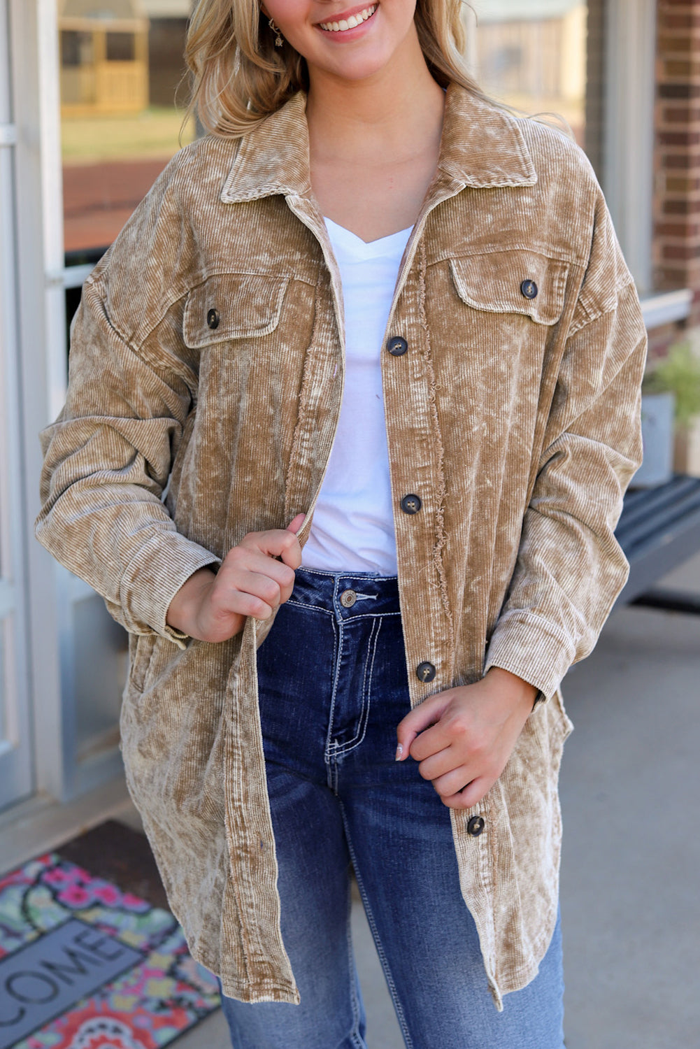 Women's Mineral-Washed Oversized Shacket