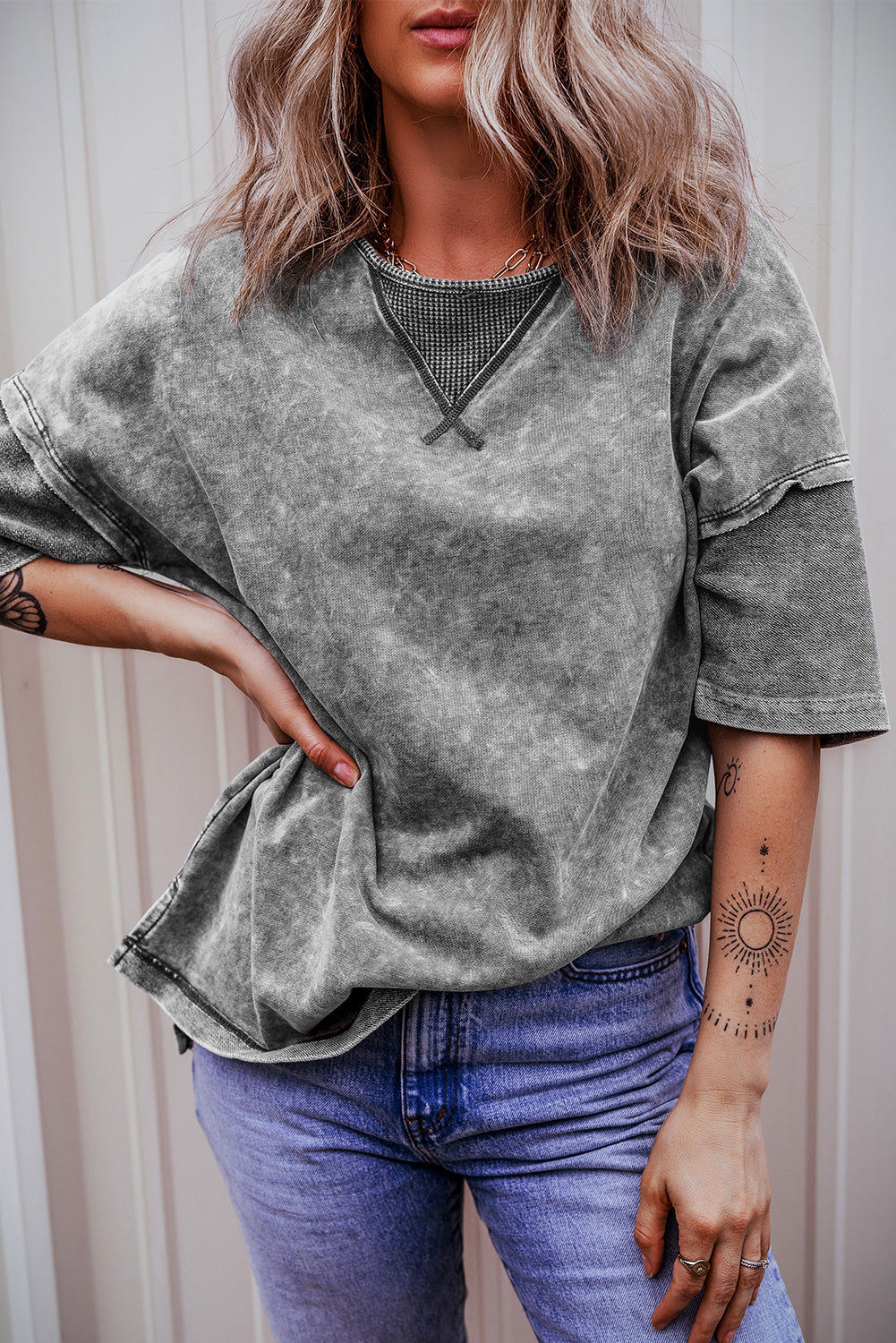 Women's Mineral-Washed Exposed Oversized Tee