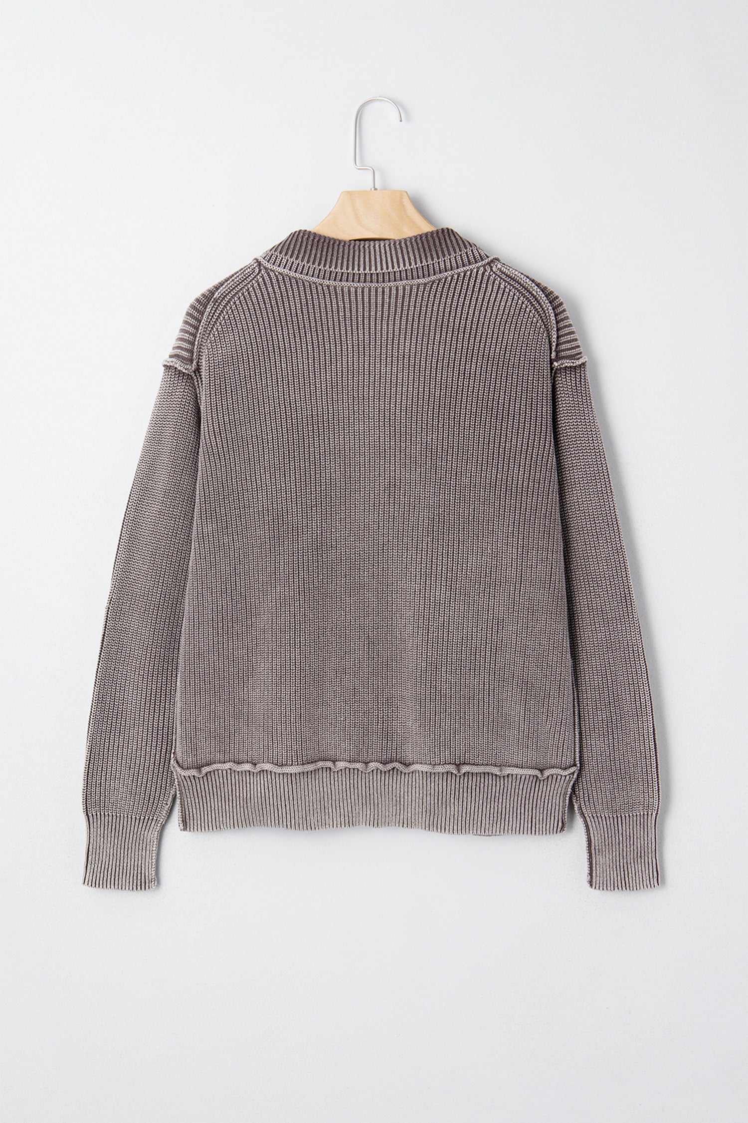 Mineral Seam Wash Exposed Patchwork Knit Open Cardigan Knit Top