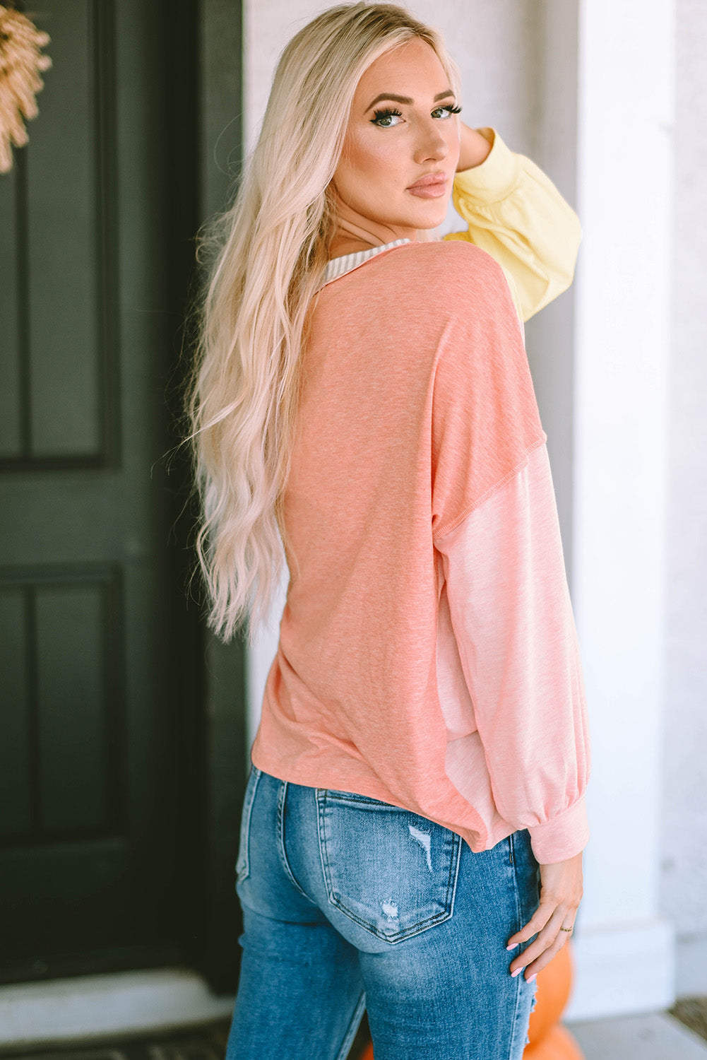Women's Striped Color-Block Splicing T Shirt