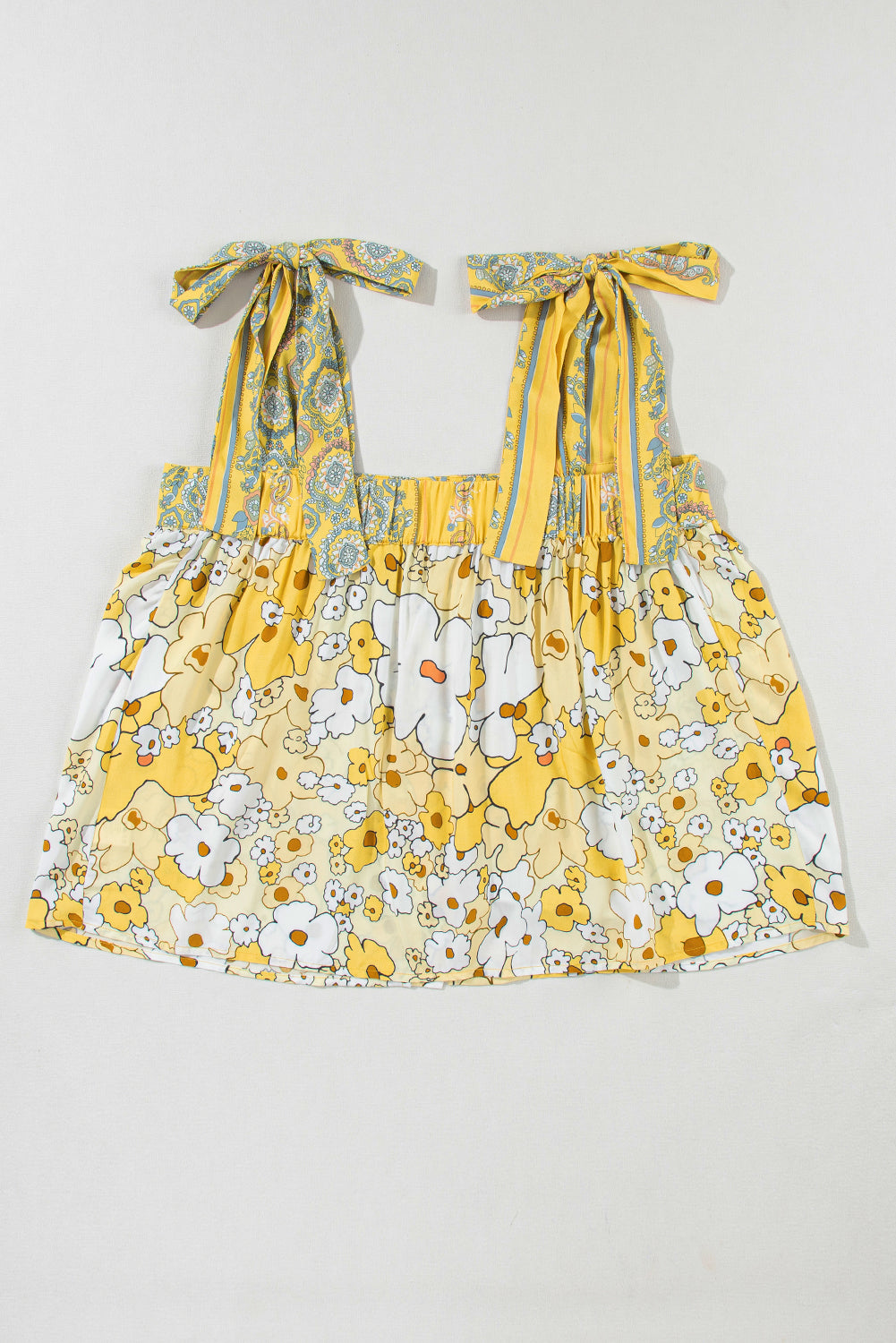Women's Tank Top with Floral-Print Tie-Front Straps Button-Front