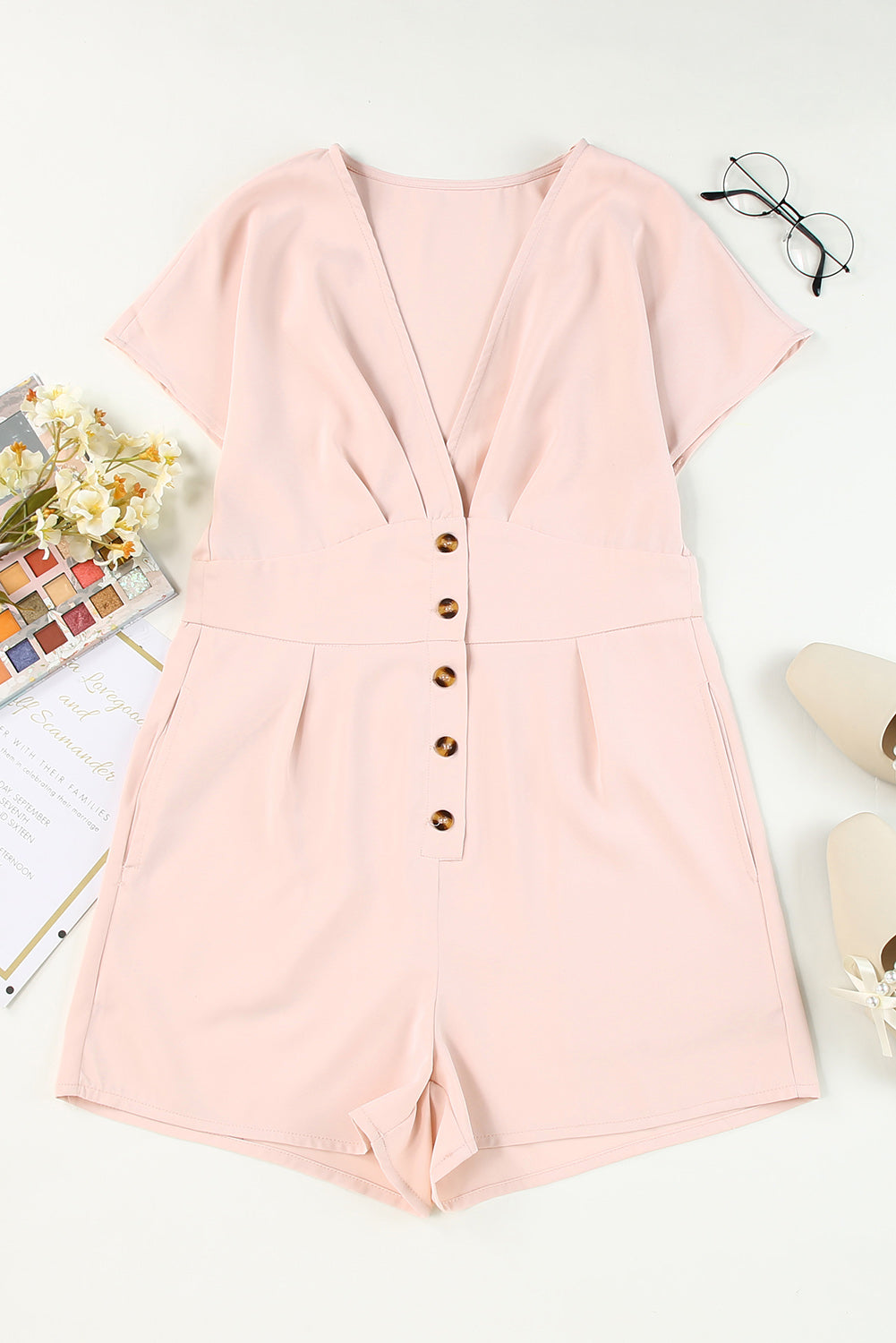 Romper for Women High-Rise Deep V Neck
