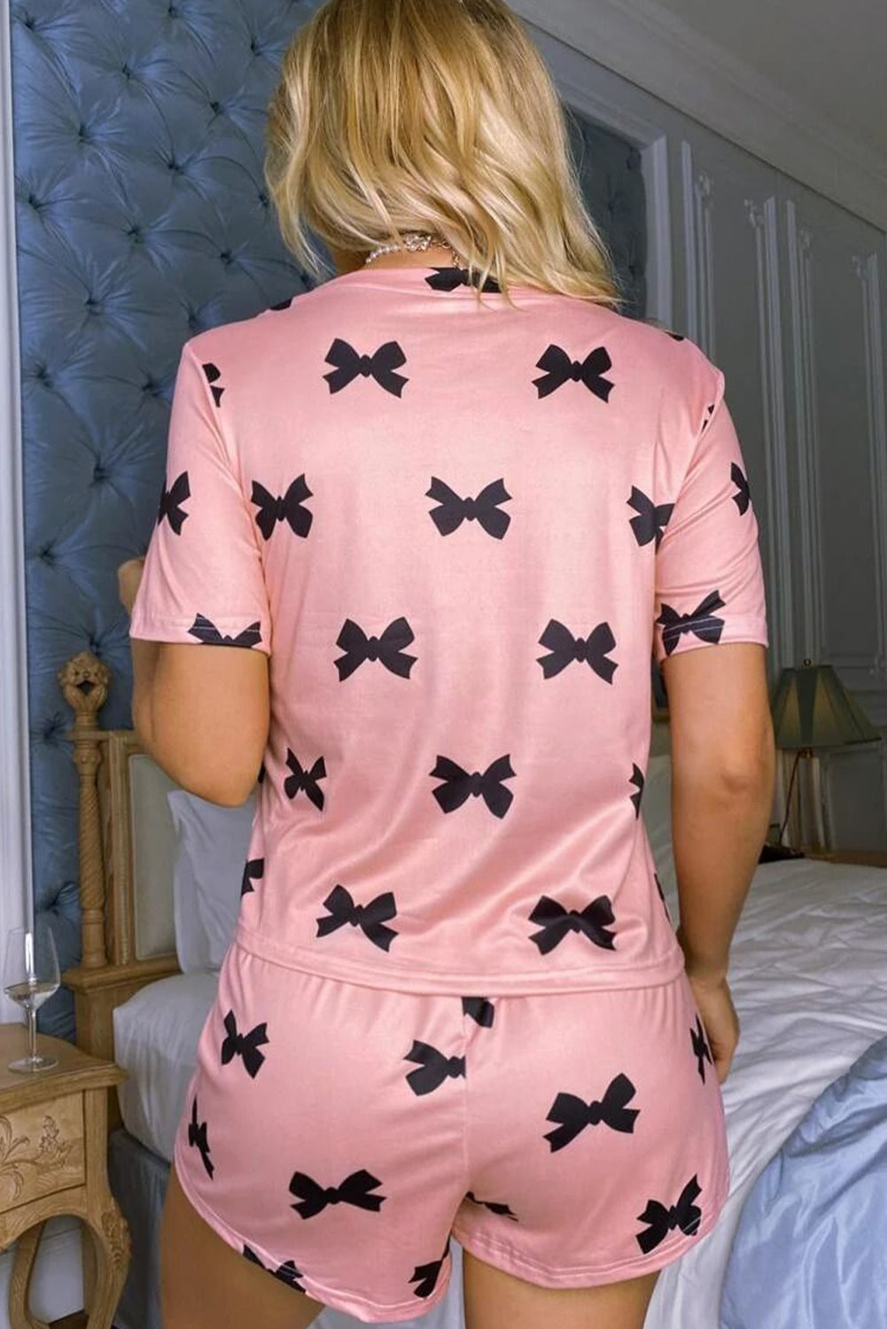 Short Bow Printed 2pcs Lounge Set