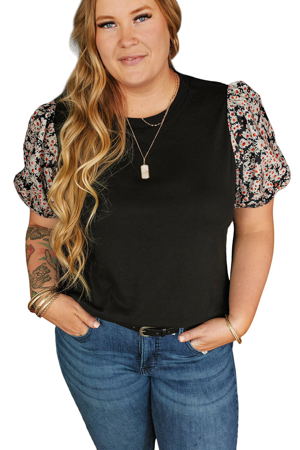Women's Top with Daisy Plus Size Tunic