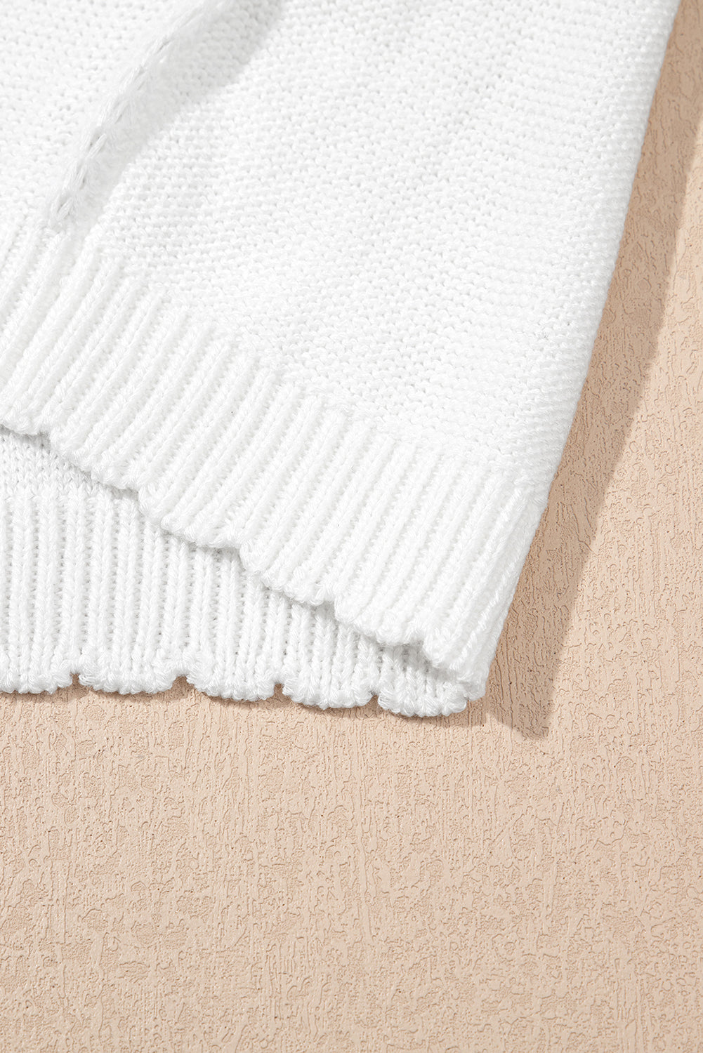 White Pointelle Knit Short Sleeve Crewneck Sweater