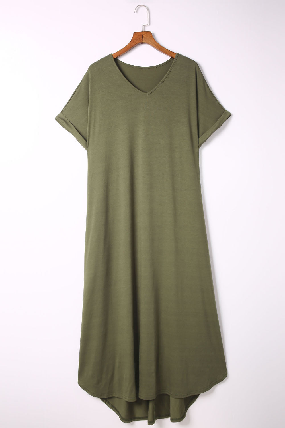 Women's Maxi Dress with Plus Size Rolled Cuffs