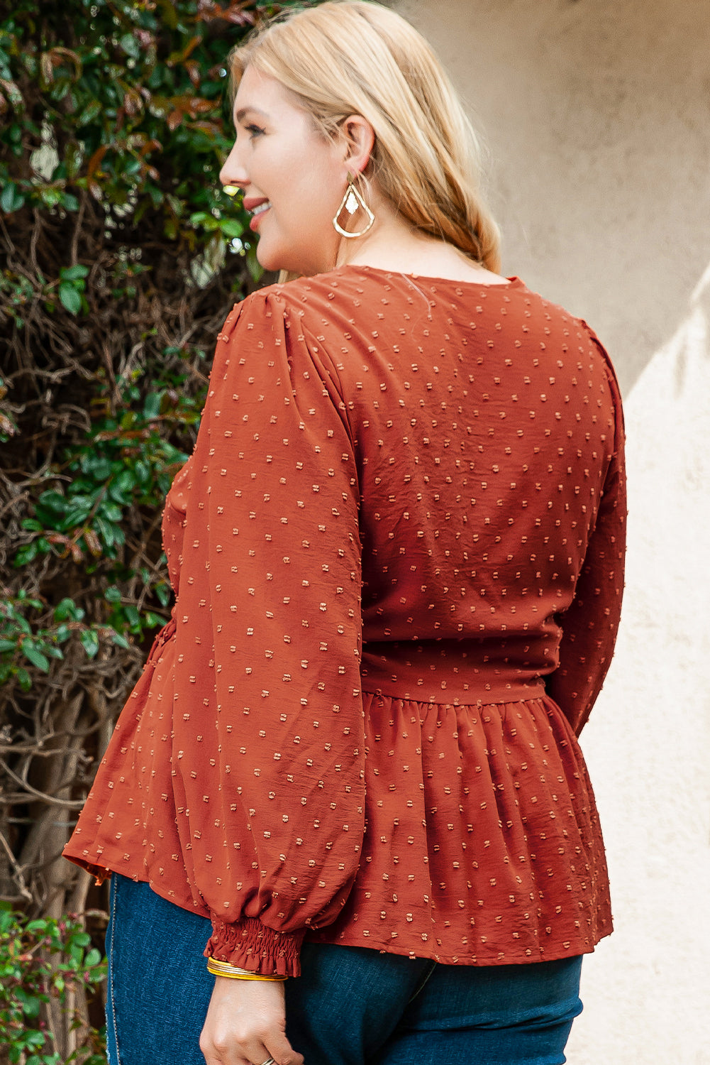 Blouse for Women Plus Size V Neck Wrap Tie Side